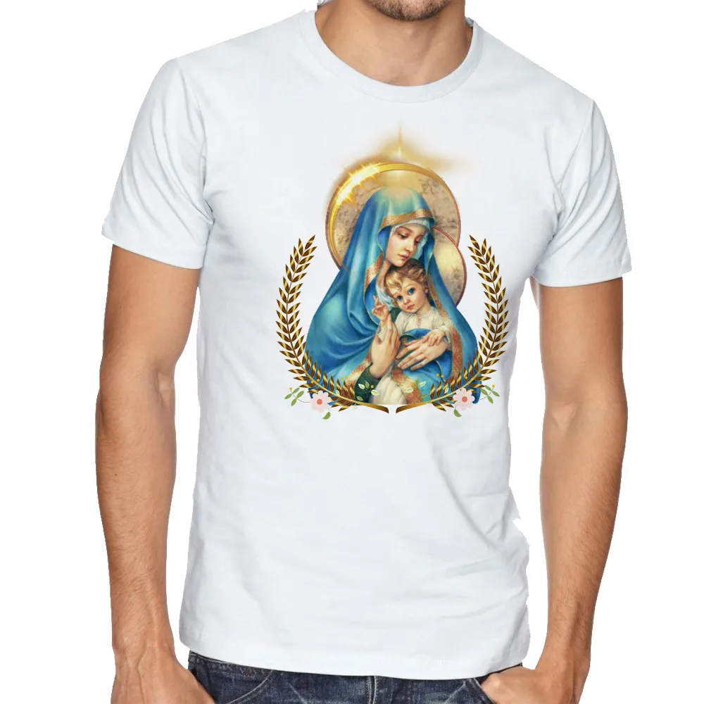 Camiseta Maria e Jesus colo