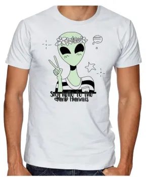 Camiseta adulto ou infantil Alien say hello to the dumb humans - Foto 2