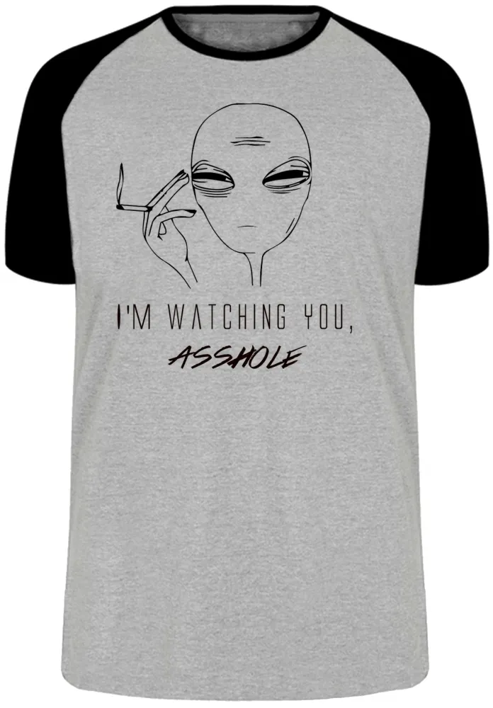 Camiseta adulto ou infantil Aliens watching you asshole cigarro Imagem