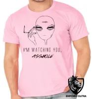 Camiseta adulto ou infantil Aliens watching you asshole cigarro - Foto 2