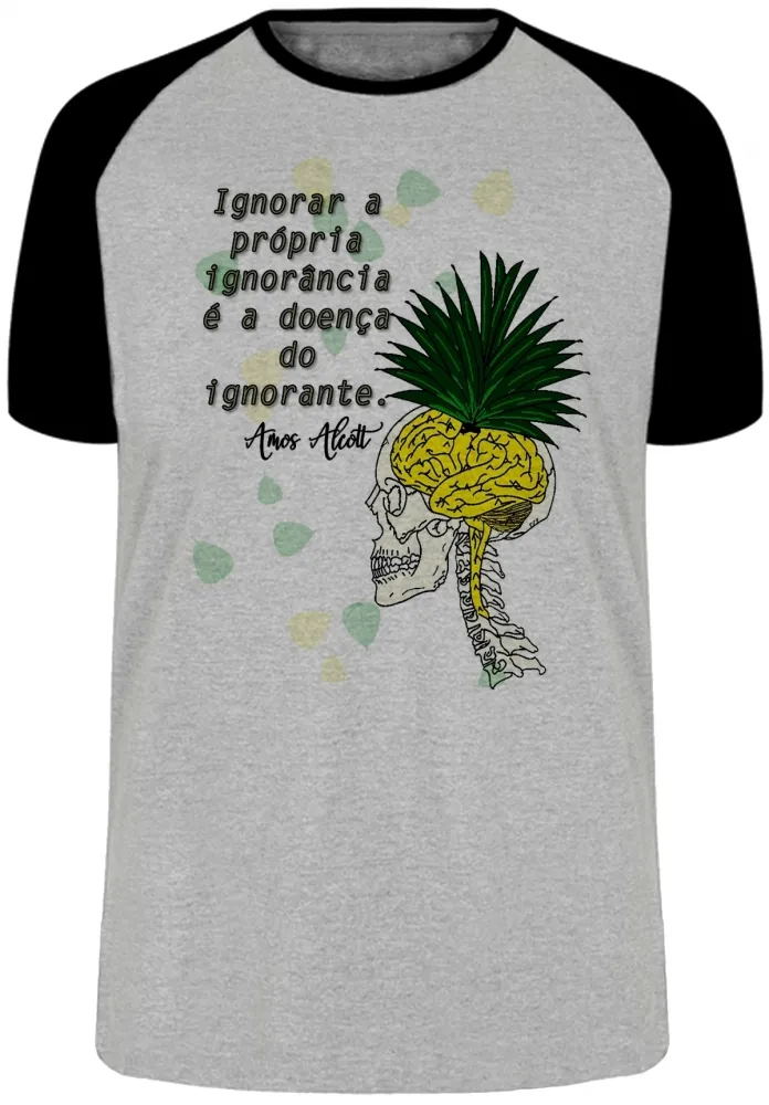 Camiseta adulto ou infantil Amos Alcott ignorância cerebro gado Imagem