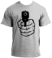Camiseta adulto ou infantil Arma em punho pistola revólver - Foto 3