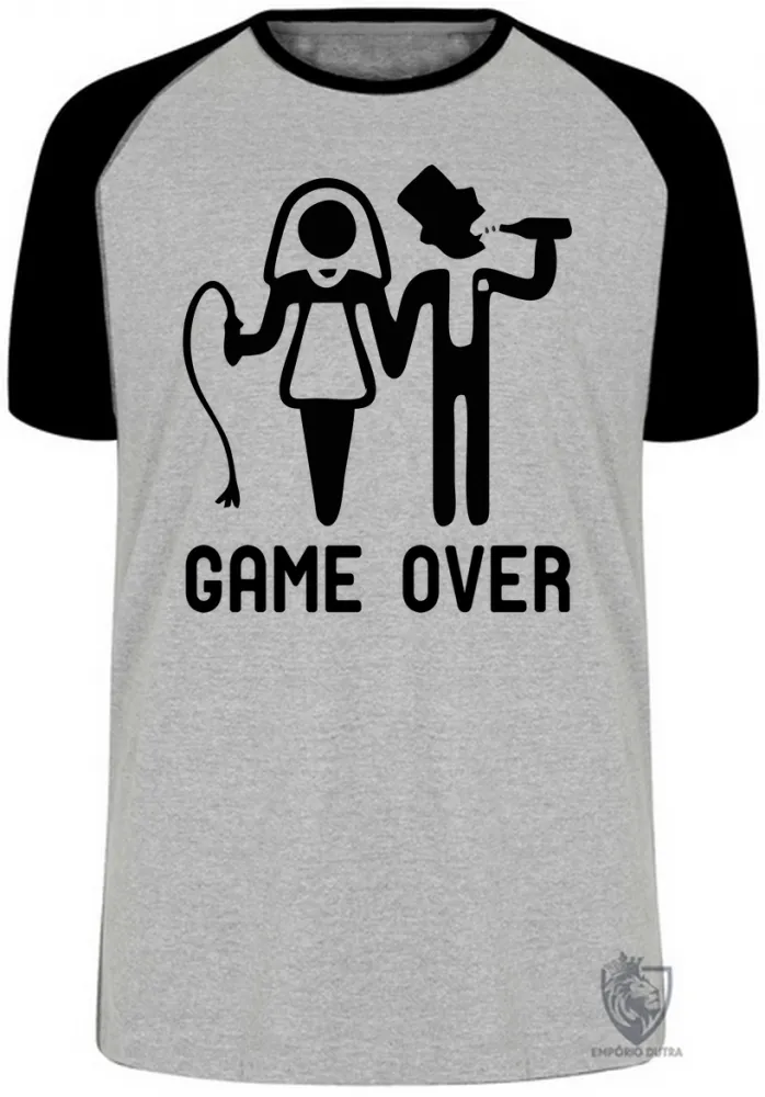 Camiseta adulto ou infantil casamento namorado game over noivado