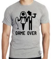 Camiseta adulto ou infantil casamento namorado game over noivado - Foto 4