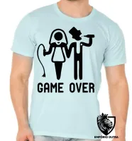 Camiseta adulto ou infantil casamento namorado game over noivado - Foto 5