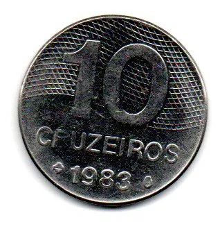 1983 - 10 Cruzeiros - ERRO: Disco Trocado (Disco de 10 Centavos) - Moeda Brasil