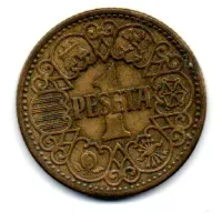Espanha - 1944 - 1 Peseta - Foto 2