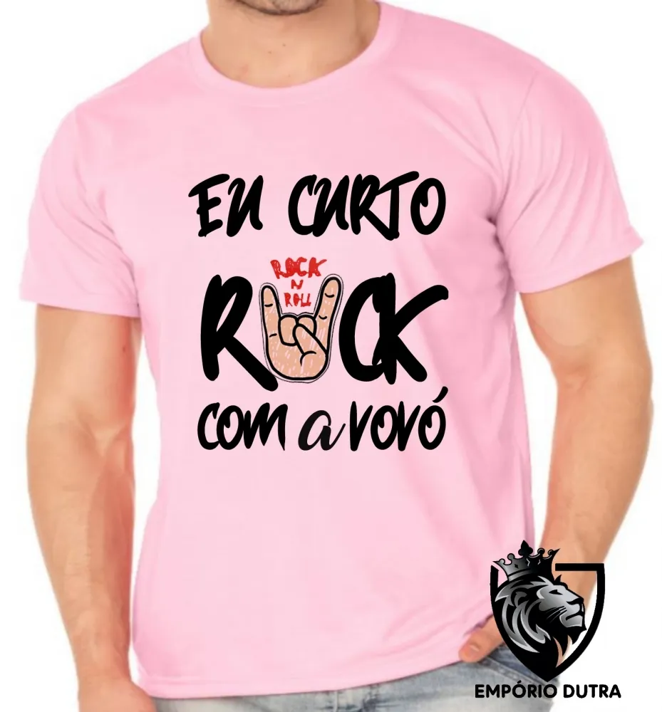 Camiseta adulto ou infantil Eu curto rock com a vovó Imagem
