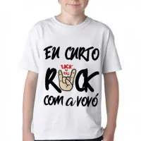 Camiseta adulto ou infantil Eu curto rock com a vovó - Foto 2
