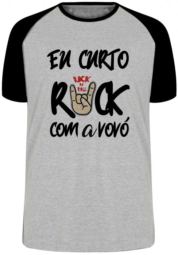 Camiseta adulto ou infantil Eu curto rock com o vovô Imagem