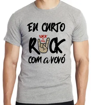 Camiseta adulto ou infantil Eu curto rock com o vovô - Foto 2