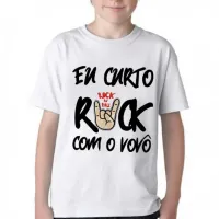 Camiseta adulto ou infantil Eu curto rock com o vovô - Foto 3