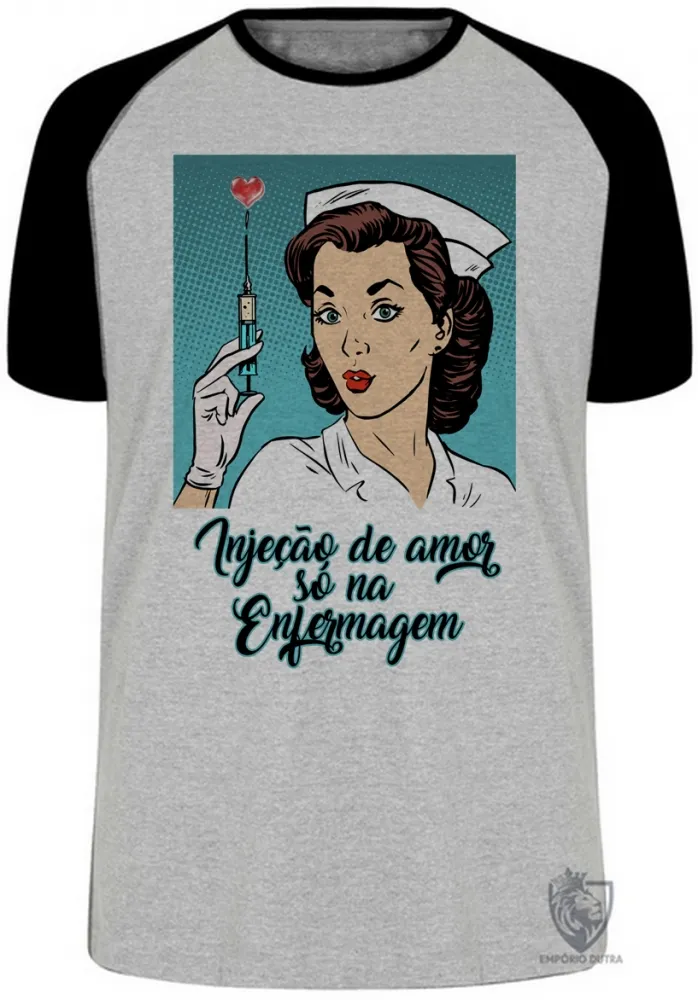 Camiseta adulto ou infantil Enfermagem injeção de amor