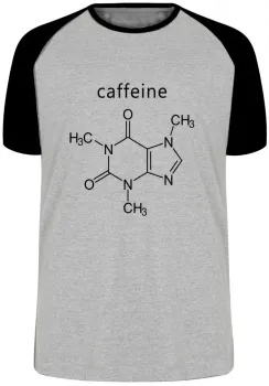 Camiseta adulto ou infantil fórmula cafeína café molecula