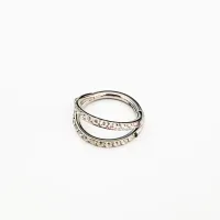Argola em TITÂNIO DUPLA RING Clicker com Pedras Cravejadas TIT24 - Foto 3