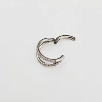 Argola em TITÂNIO DUPLA RING Clicker com Pedras Cravejadas TIT19 - Foto 2