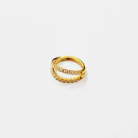 Argola em TITÂNIO PVD Gold DUPLA RING Clicker com Pedras Cravejadas TIT24 - Foto 3