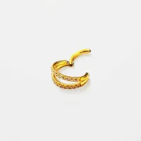 Argola em TITÂNIO PVD Gold DUPLA RING Clicker com Pedras Cravejadas TIT24 - Foto 2