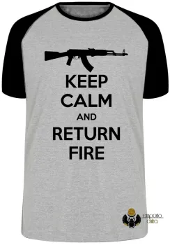 Camiseta adulto ou infantil Fuzil arma pistola ak 47 keep calm