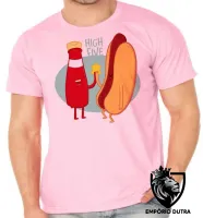 Camiseta adulto ou infantil High Five salsicha catchup hot dog - Foto 2