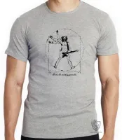 Camiseta adulto ou infantil Homem Vitruviano Leonardo da Vinci Rock - Foto 4