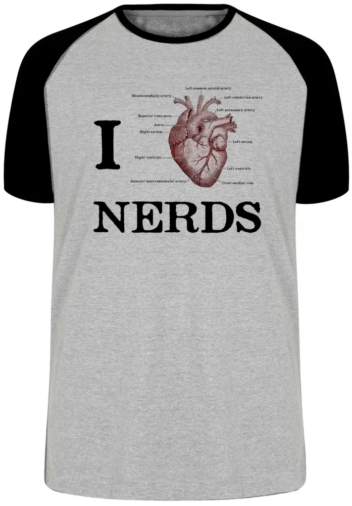 Camiseta adulto ou infantil I love nerds heart coração