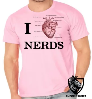 Camiseta adulto ou infantil I love nerds heart coração - Foto 2