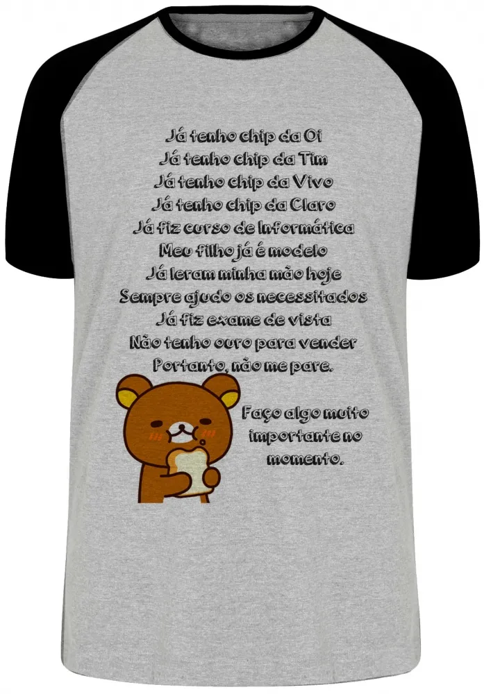 Camiseta adulto ou infantil Já tenho chip não me pare na rua