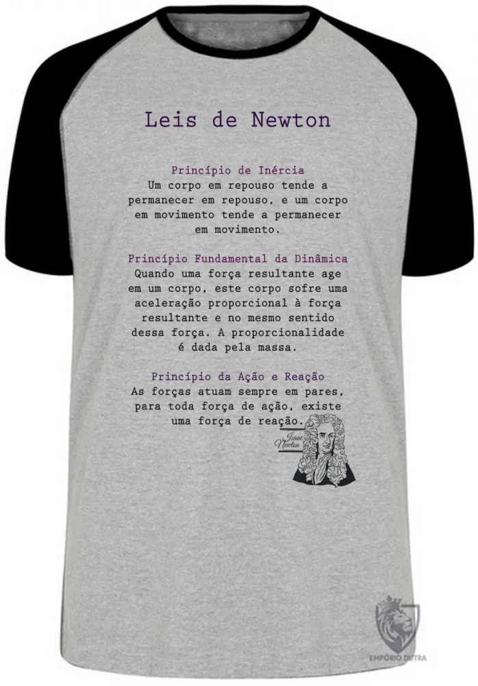 Camiseta adulto ou infantil Leis de Newton Imagem