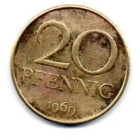 Alemanha - República Democrática (DDR) - 1969 - 20 Pfennig - Polida