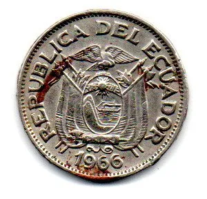 Equador - 1966 - 20 Centavos - Polida