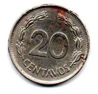 Equador - 1966 - 20 Centavos - Polida - Foto 2