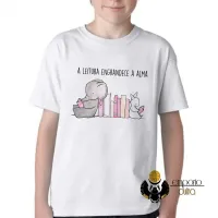 Camiseta adulto ou infantil leitura engrandece alma livro - Foto 3