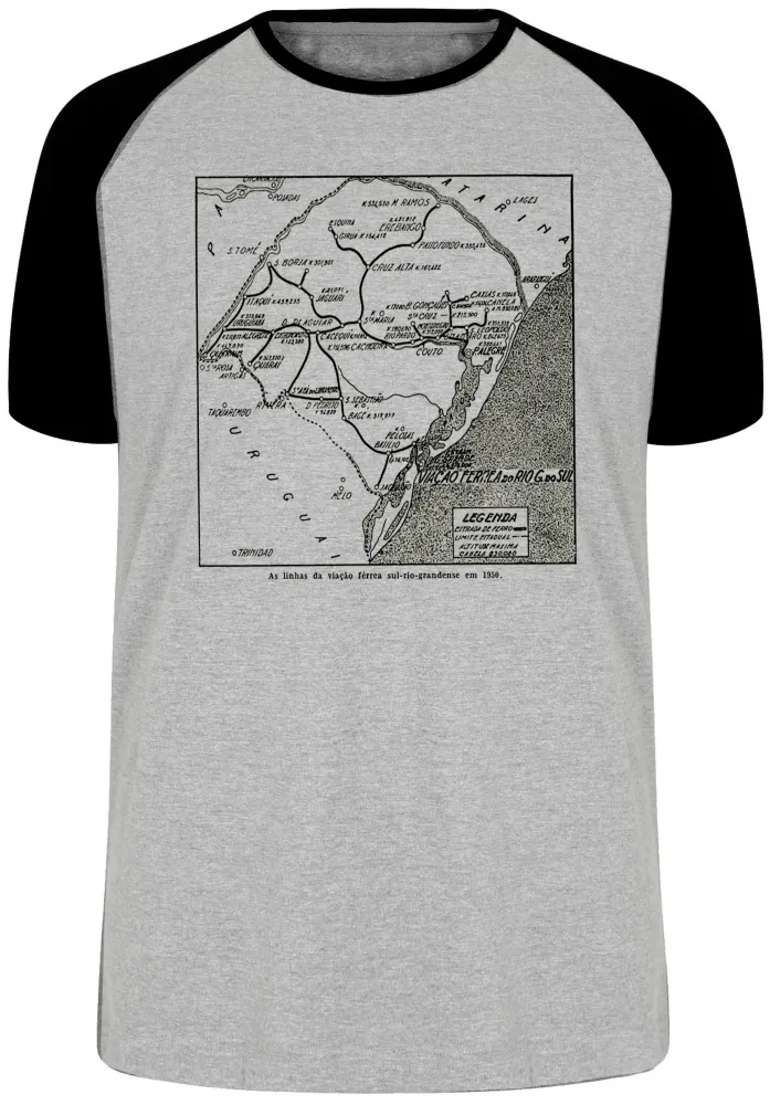 Camiseta adulto ou infantil Linhas férreas Rio Grande do Sul antigo trem