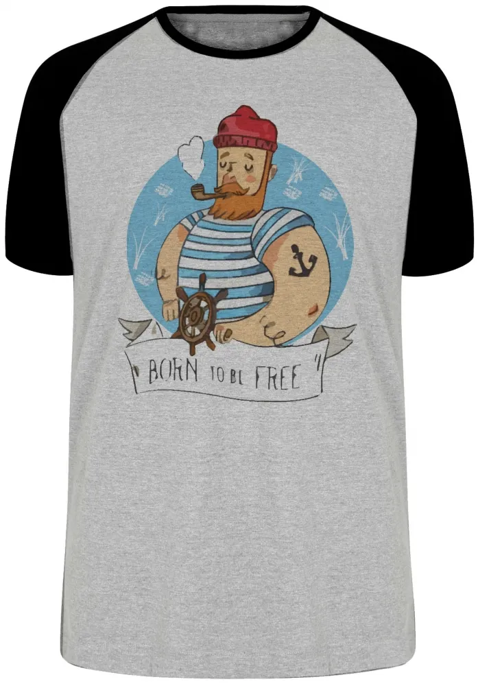 Camiseta adulto ou infantil Marinheiro born to be free mar praia