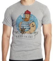 Camiseta adulto ou infantil Marinheiro born to be free mar praia - Foto 4