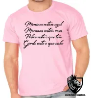Camiseta adulto ou infantil Meninos azul meninas rosa vestem - Foto 4
