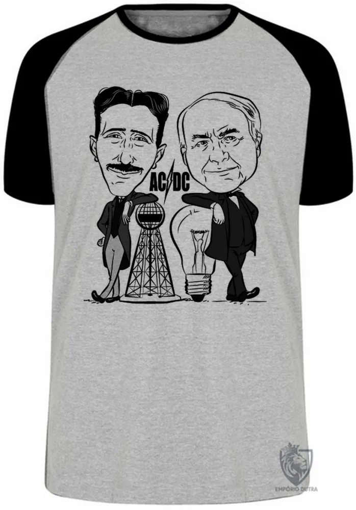 Camiseta adulto ou infantil nikola tesla Thomas Edson eletrica Imagem