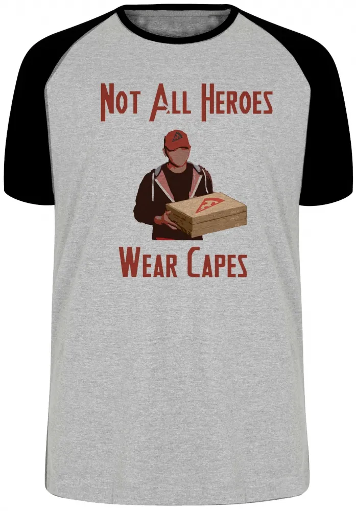 Camiseta adulto ou infantil Not all heroes wear capes heroi capa pizza