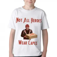 Camiseta adulto ou infantil Not all heroes wear capes heroi capa pizza - Foto 2