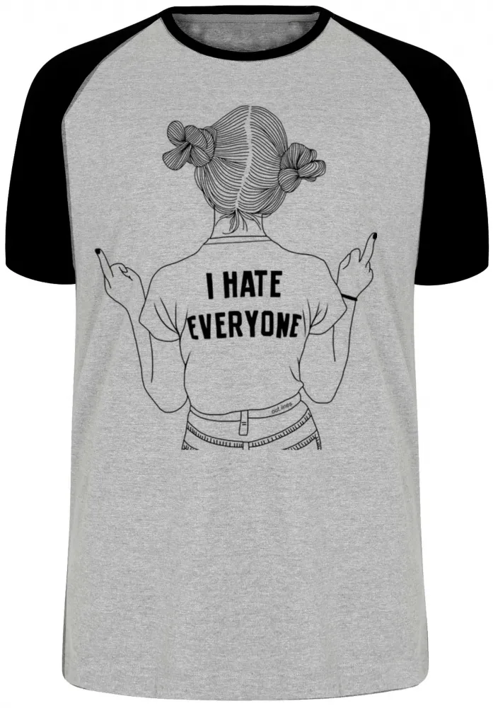 Camiseta adulto ou infantil odeio todos ranço mau humor Imagem