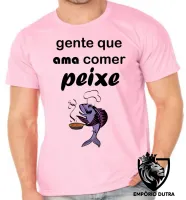 Camiseta adulto ou infantil Peixe pesca pescador pescaria comer adora - Foto 4