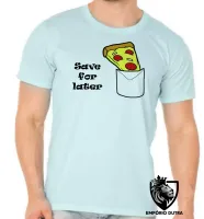 Camiseta adulto ou infantil Pizza Save for later bolso depois lanche - Foto 5