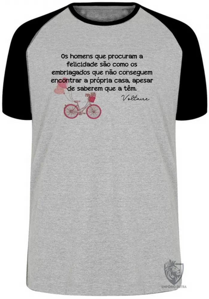 Camiseta adulto ou infantil Voltaire felicidade