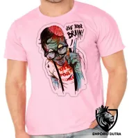 Camiseta adulto ou infantil Zombie use your brain cerebro caveira - Foto 2