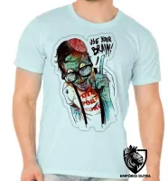 Camiseta adulto ou infantil Zombie use your brain cerebro caveira - Foto 5