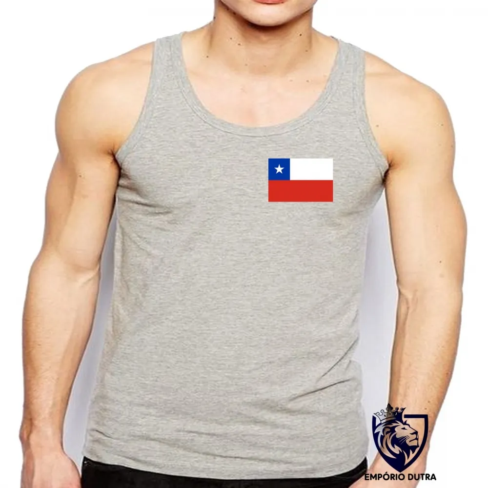 Camiseta Regata adulto ou infantil bandeira Chile america latina Imagem