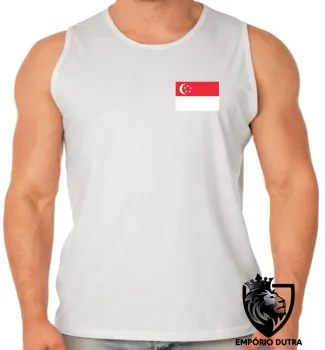 Camiseta Regata adulto ou infantil bandeira Cingapura Singapura - Foto 2
