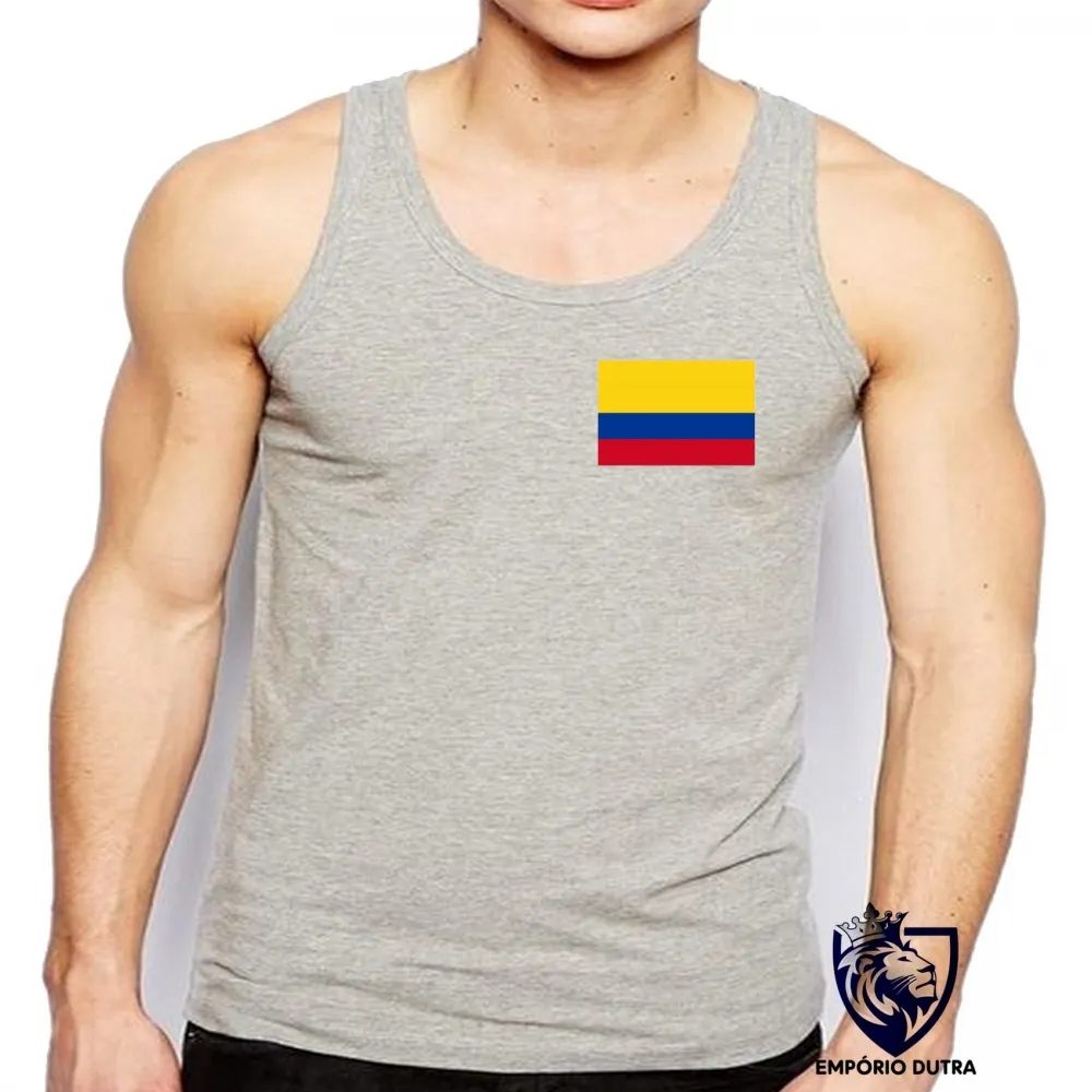 Camiseta Regata adulto ou infantil bandeira Colômbia america latina