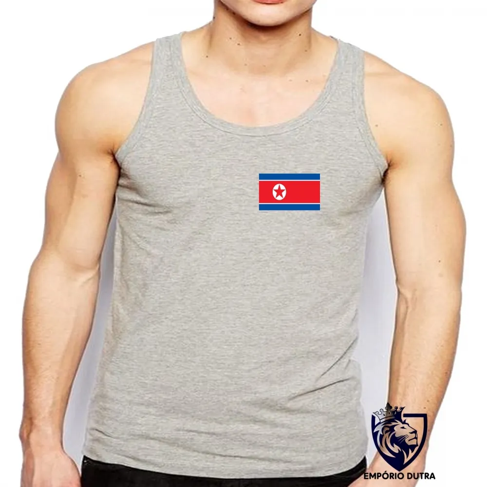 Camiseta Regata adulto ou infantil bandeira Coreia do Norte Imagem